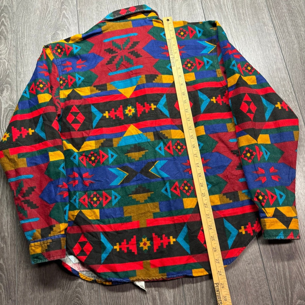 Vintage Woolrich Mens XL Southwestern Aztec Flannel Shirt Made USA Multi Color - Picture 7 of 9